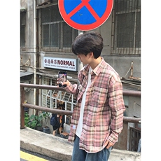 特P40无差价新款秋季潮流格子长袖衬衫-HS2297港风街头，男装衬衫，电商A003