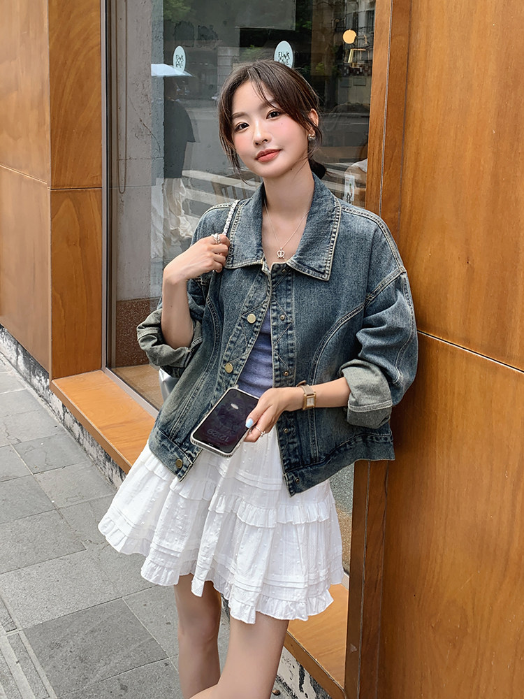 2025秋季新款水洗牛仔宽松慵懒风短外套203P125K188，女装牛仔外套，浙宝203