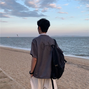 得物抖音品质潮流麂皮绒字母印花短袖T恤djp282-特批23控39,摩登时代穿衣搭配图片