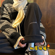 摇粒绒加厚裤子D2211-TP45控价58宽松刺绣长裤加绒可束脚休闲裤，男装休闲裤，电商A102-1