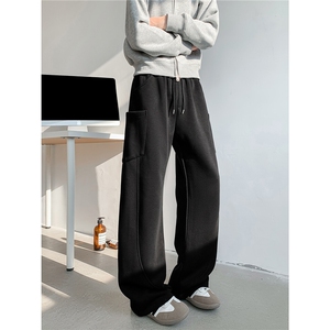 25春款弯刀裤男休闲裤特色黄灰色长裤KD661-P50图片