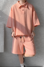 现货TZ766-TP50控88套装夏季新款港风宽松短袖短裤T恤大码男装，男装T恤，电商A059