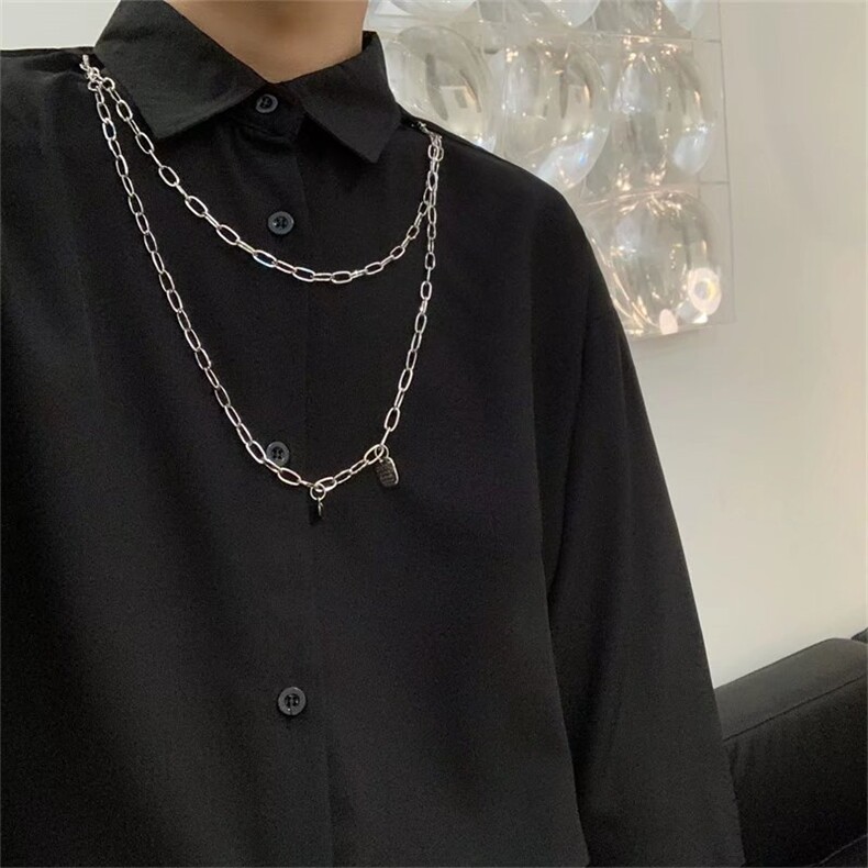 方领时尚潮百搭青春流行衬衫男七分袖送项链C606P32，男装衬衫，星座1116-2