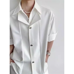 日系新款时尚文艺西西里设计衬衫男假两件气质潮流原宿 C22530，男装衬衫，星座1116A-2（原606A-1）