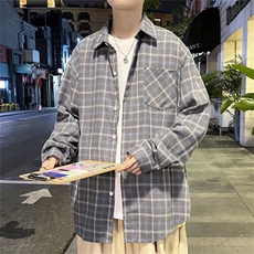 男春季衬衫港风日系格子长袖衬衫CG037P30，男装衬衫，星座1116-2
