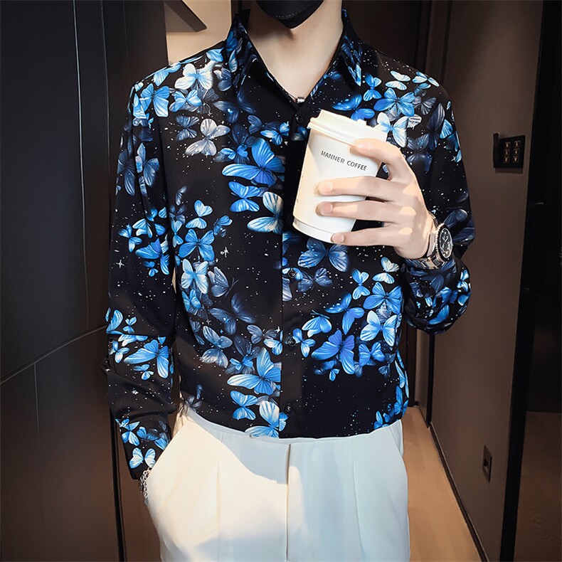 B216CS8311P552025秋装新款男士印花长袖衬衫社会风,男装衬衫,电商B216（原B302）