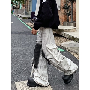 美式飘带工装休闲裤男女韩版潮流大口袋2024冬季ins长裤K5920-P69图片