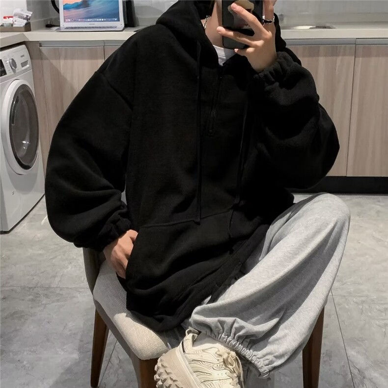 美式复古卫衣280克摇粒绒连帽做旧高街hiphop外套M101P38,男装卫衣,星座1116-2
