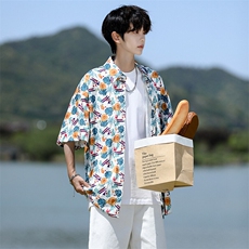 8XL-M花衬衫男短袖夏季薄款冰丝半袖宽松大码休闲外套DC28008P38，男装衬衫，电商B312