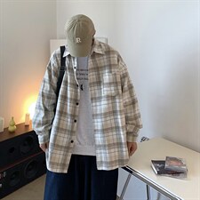 加厚衬衫男士长袖秋季潮流宽松衬衣ins日系港风秋装外套DX157P60,男装衬衫,电商B413-1