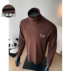 双面德绒腊肠狗刺绣打底衫高领大码长袖T恤男T24501-特P21控39，男装T恤，电商A001-1