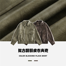 2025春款翻领皮衣夹克--5329模特图，男装夹克，电商S012（CATTEE）