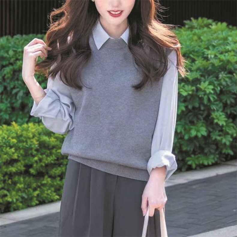 秋季新款时尚百搭宽松显瘦休闲马甲女外套,女装马甲,萱芳婷羊绒
