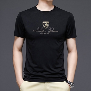 夏季新款商务休闲纯色宽松圆领中青年男士T恤时尚短袖上衣体恤潮图片