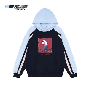 抖音得物供货 提供视频 秋冬重磅美式宽松接拼连帽卫衣3243图片