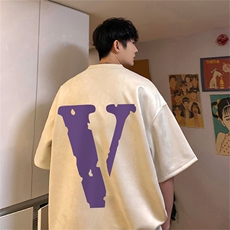 24夏季新款宽松大码港风紫v麂皮绒T恤TJ2311-特p20（抖音不可售），男装T恤，星座508（原C305）