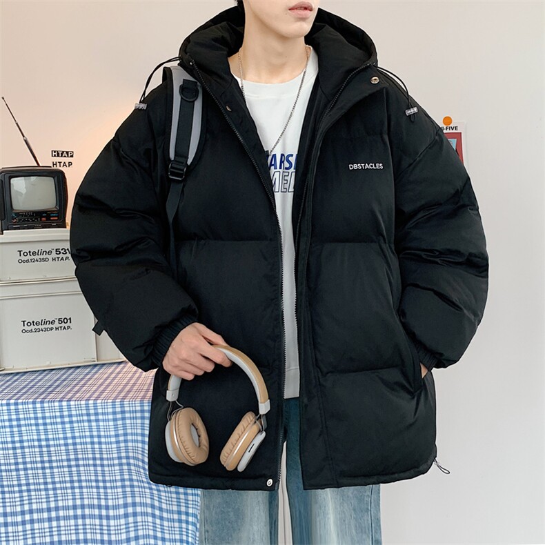 情侣款连帽棉衣男冬季加厚男士棉服潮流棉袄纯色A266-WT09-P65，男装棉衣，电商A266