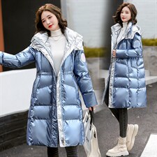 2022年冬季亮面免洗休闲气质纯色加厚大毛领羽绒棉衣，女装棉衣/棉服，艾仟回(原伊仟回)