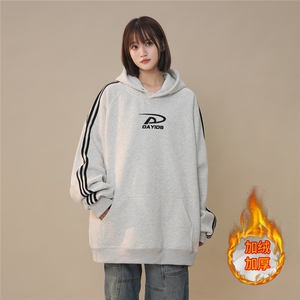 有数据！冬季万针刺绣卫衣上衣情侣装套头衫女 W2204加绒-P65控98图片