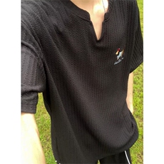 夏季新款腊肠小狗刺绣短袖纯色简约圆领休闲上衣半截袖TD26，男装T恤，星座1116A（原606A-3）