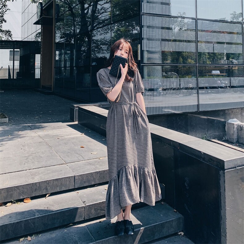 已出货2020夏新格子拼接连衣裙（原8605）225-1903（）,女装连衣裙,浙宝225