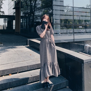 已出货2020夏新格子拼接连衣裙（原8605）225-1903（）图片