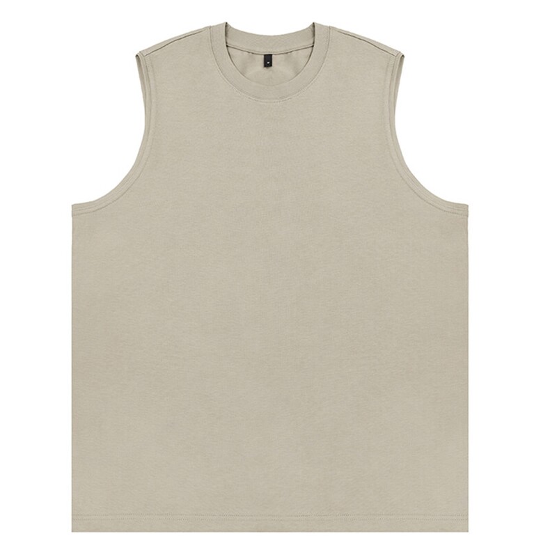 升级版冰感爽滑纯棉240克抖音得物二开宽松纯色坎肩无袖T恤背心,男装T恤,电商A486