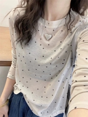 时尚显瘦天丝印花圆领长袖打底衫，女装羊毛衫，圣旺供货