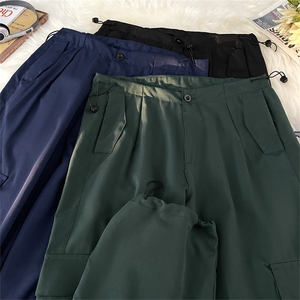 港风秋款男工装裤大口袋束脚抽绳冲锋裤长裤h794 P45图片