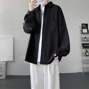 衬衫男秋季新款港风宽松纯色口袋款长袖衬衣CS151-P30图片