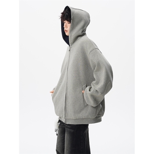 8XL-M 500克潮牌百搭卫衣男美式情侣连帽撞色休闲廓形外套WY33P68图片