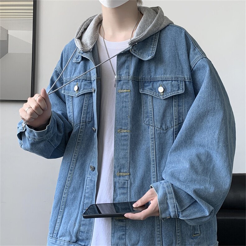 爆爆2025秋大码男士连帽牛仔情侣宽松外套百搭牛仔夹克JK780-P76，男装夹克，星座1103-3