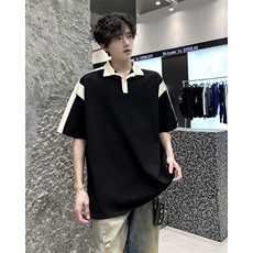 得物抖音高品二开240克纯棉美式高街痞帅翻领POLO潮牌短袖T恤，男装T恤，电商A486-1