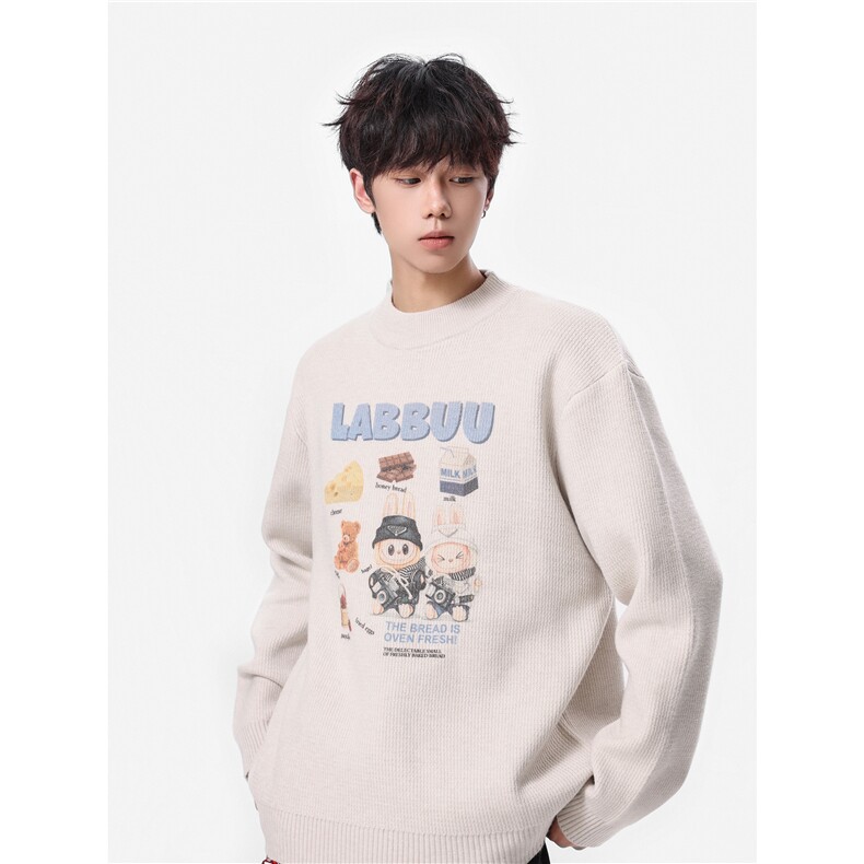 25秋冬印花新款卡通圆领毛衣男百搭舒适打底针织衫705-1-Y803-P50，男装T恤，星座705-1