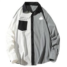 拼色衬衫男长袖宽松休闲百搭韩版潮流时尚衬衣DS937T，男装衬衫，电商A102