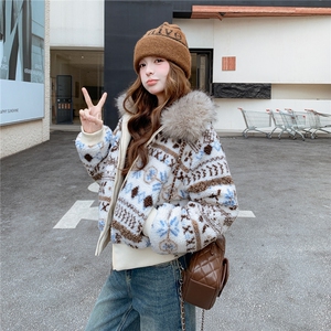 现货！放心推！费尔岛风大毛领羽绒服女2025新款女装白鸭绒外套，女装羽绒服，慧尚2-185