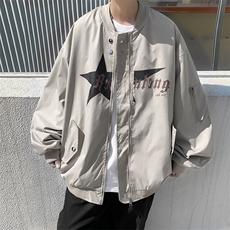 港风秋款男立领夹克工装拉链五角星字母印花休闲外套JK501P65，男装夹克，星座1013-1