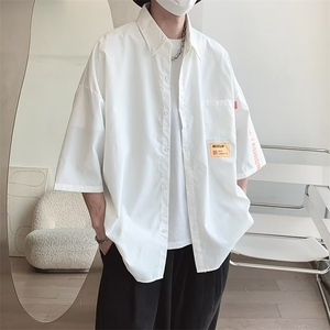日系条纹短袖衬衫男夏季cityboy休闲百搭翻领衬衣潮牌薄款外套潮图片