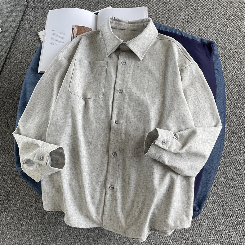 美式混纺开衫基础通勤长袖衬衫，A061-AC01599-特P45-平铺图,男装衬衫,电商A061