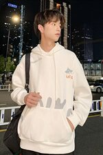港风可爱字母印花连帽卫衣男秋冬季加绒套头衫A090-WY50p65限88，男装卫衣，电商A089-1