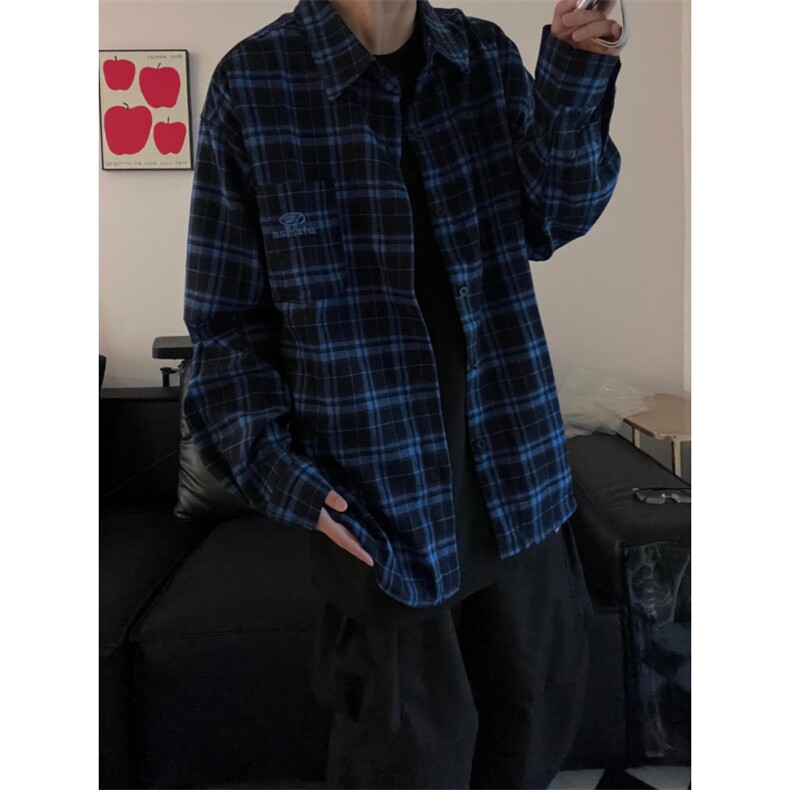 【有货】cleanfit蓝色格子衬衫设计感高级感衬衣美式K356LL-P45,男装衬衫,星座1007（原301D）