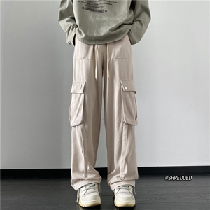 抖音品质宽松潮流口袋飘带工装裤新款休闲裤B315-K23447-p65控88图片