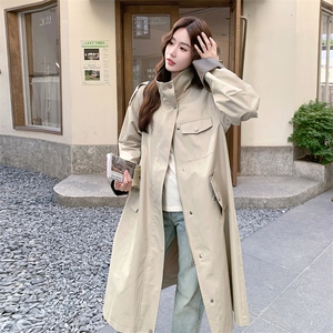 撞色工装风衣外套女春秋2025新款流行爆款巨好看美式复古大衣超火图片