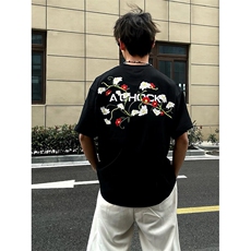 万针全刺绣工艺高品质260克双纱纯棉美式高街短袖T恤特P33，男装T恤，电商A486-1