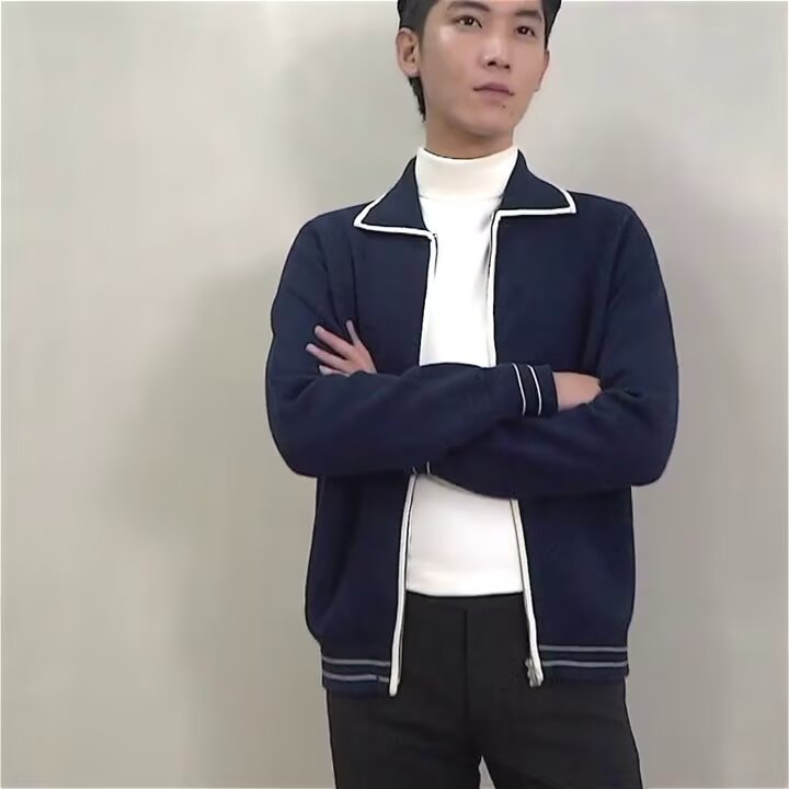 英伦复古男装高级奢华针织外套男商务休闲翻领拉链开衫毛衣男冬季图片