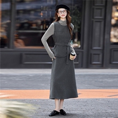 2025年秋冬季女时尚气质潮流针织打底毛呢马甲收腰修身半身裙套装，女装套装/套裙，艾贝斯