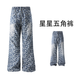 春夏季美式ins高街hiphop五角星牛仔裤货号K26185特P45图片
