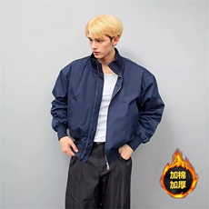 抖音得物美式潮休闲夹克春季立领纯色复古工装加厚棉服外套MF01，男装夹克，电商A443