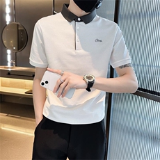2026夏季短袖T恤撞色领字母刺绣小清新翻领Polo衫T0243-P55，男装T恤，电商D342