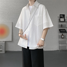 8XL-M泡泡纱盐缩肌理短袖衬衫男夏季冰丝外套防晒衬衣DC28011P36，男装衬衫，电商B312